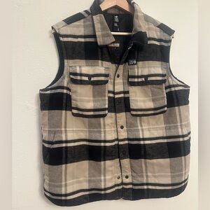 Mountain Hardwear Black and‎ Tan Plaid quilted lining size L vest men’s